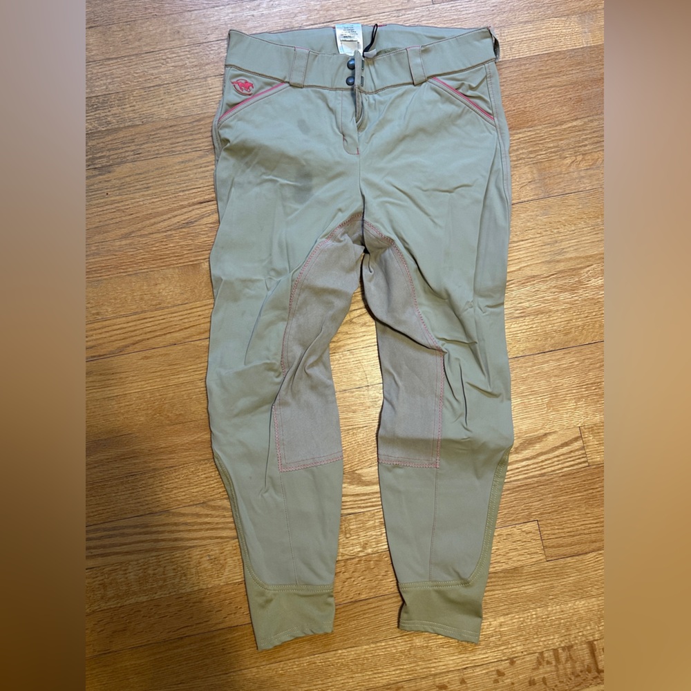 Smartpak Piper Tan Equestrian Breeches with Pink Piping